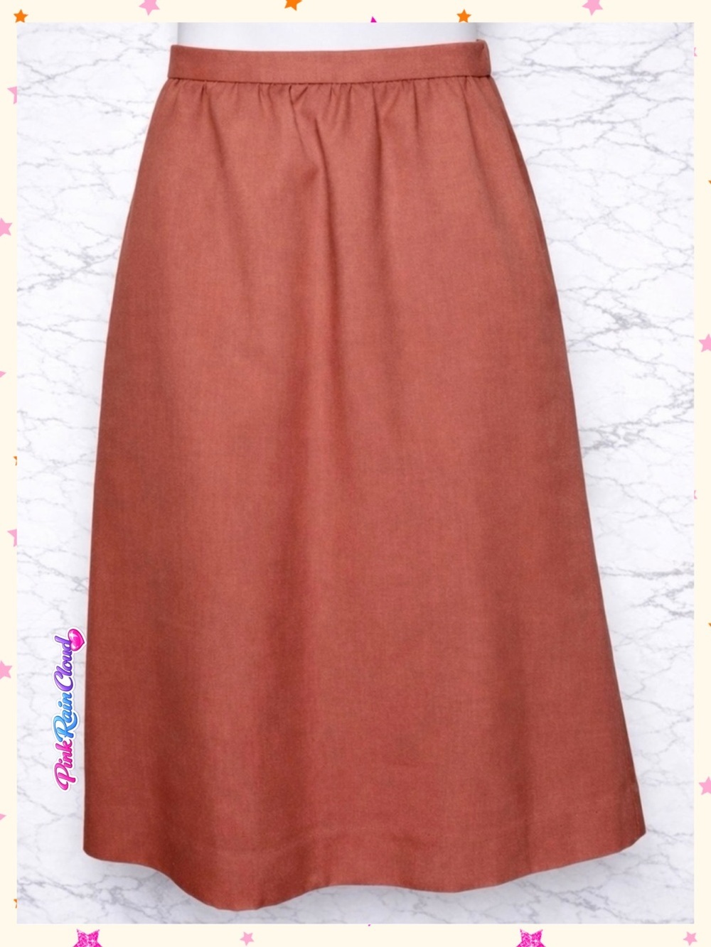 JH Collectibles 70s Rust Terracotta A Line Midi Skirt Women’s 28 Waist USA Made - Picture 1 of 10
